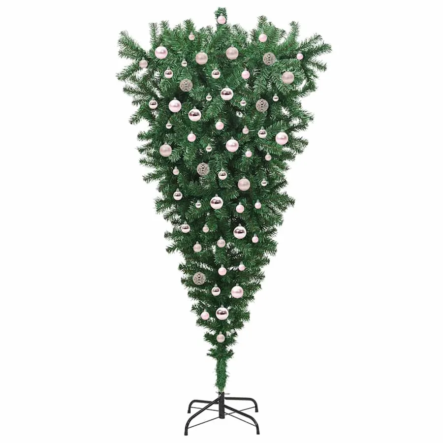 Sapin de Noël artificiel pré-éclairé à l'envers avec ensemble de boules - 4