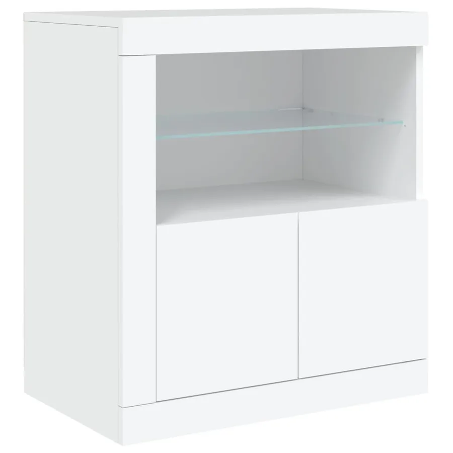 Buffet avec lumières LED blanc 202x37x67 cm - 9