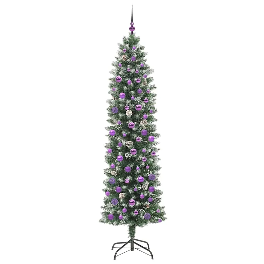 Arbre de Noël artificiel slim avec 300 LED Vert et blanc 210 cm - 4