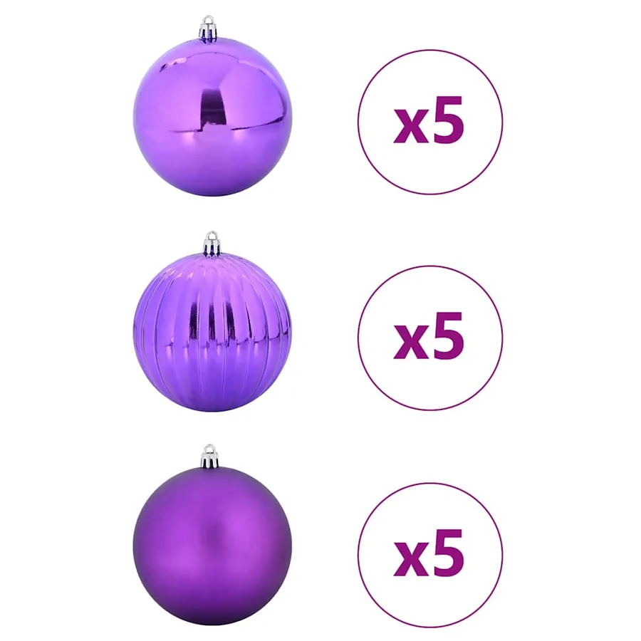 Ensemble de Boules de Noël XL 15 pcs Lilas Ø 10 cm Plastique - 3