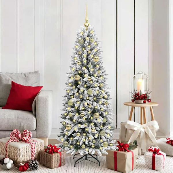 Sapin de Noël artificiel avec 150 LED avec support Blanc 150 cm