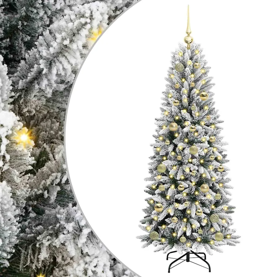 Sapin de Noël artificiel avec 150 LED avec support Blanc 150 cm - 2