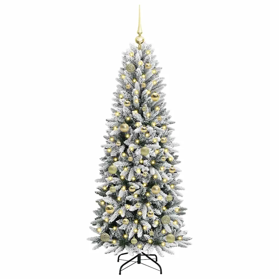 Sapin de Noël artificiel avec 150 LED avec support Blanc 150 cm - 3