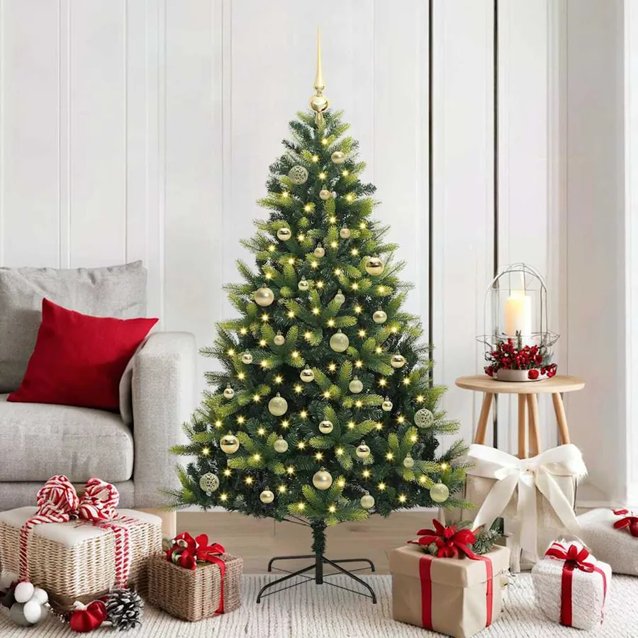 Arbre de Noël artificiel à charnières 150 LED Vert 150 cm