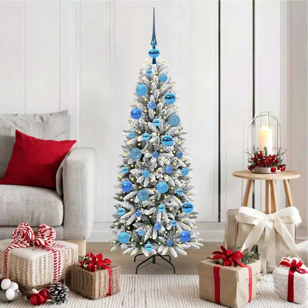 Sapin de Noël artificiel avec 150 LED avec support Blanc 120 cm