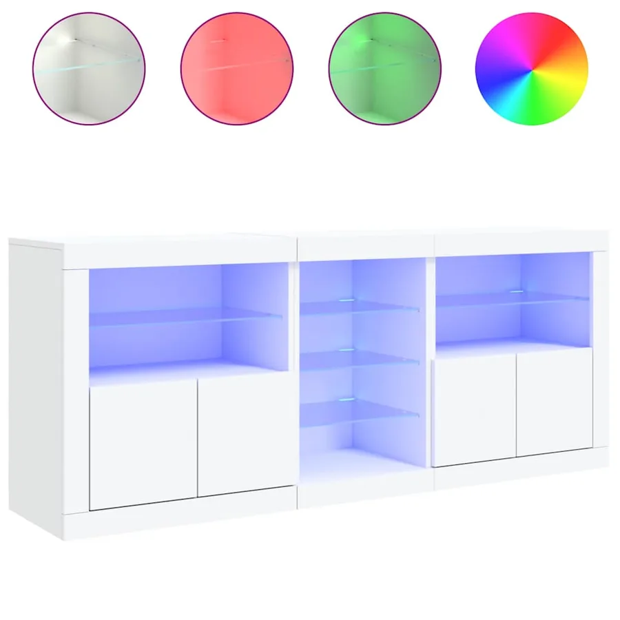 Buffet avec lumières LED blanc 181,5x37x67 cm - 5