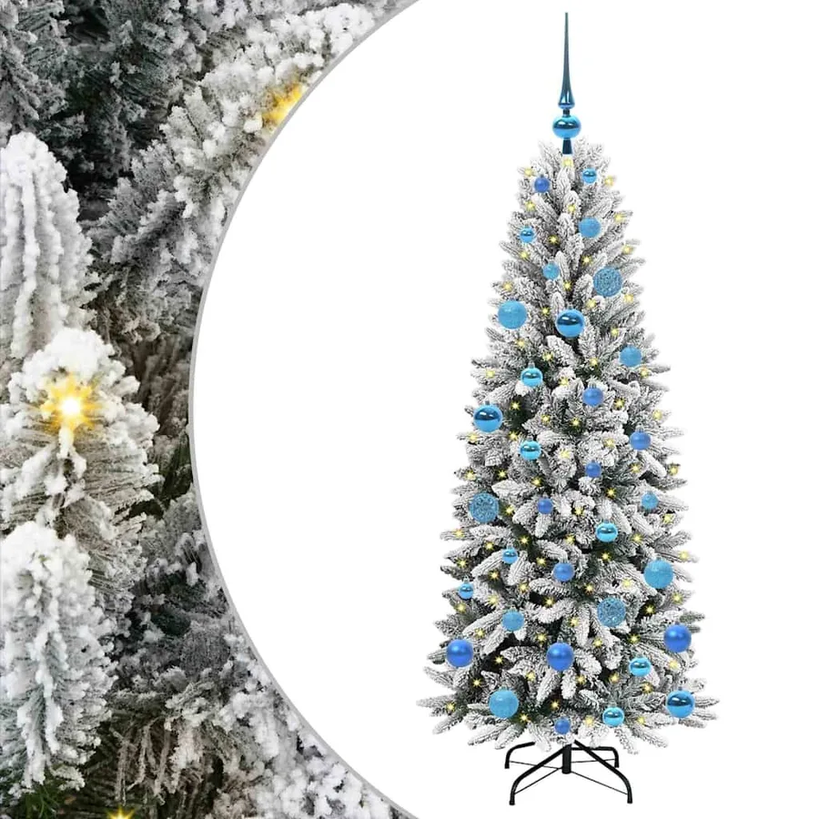 Sapin de Noël artificiel avec 150 LED avec support Blanc 150 cm - 2