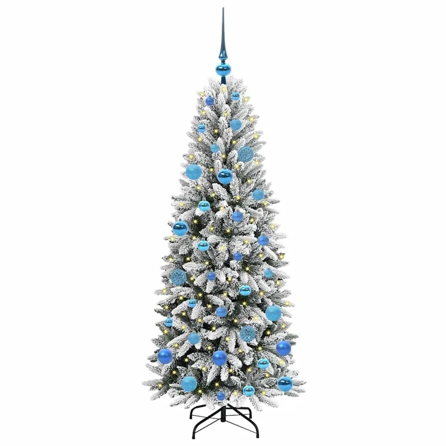 Sapin de Noël artificiel avec 150 LED avec support Blanc 150 cm - 3