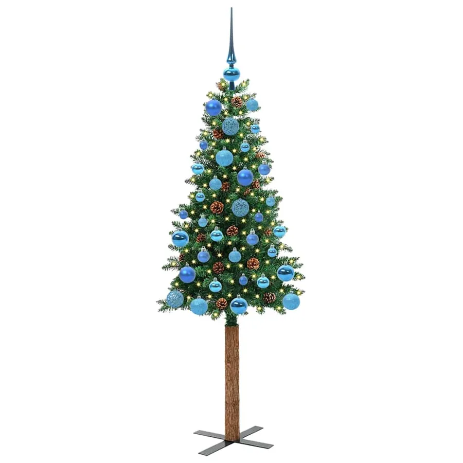 Sapin de Noël mince Vert 150 cm PVC et bois de pin massif - 3