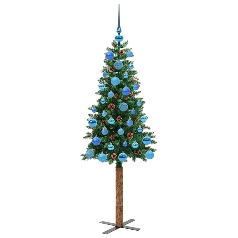 Sapin de Noël mince Vert 150 cm PVC et bois de pin massif - 4