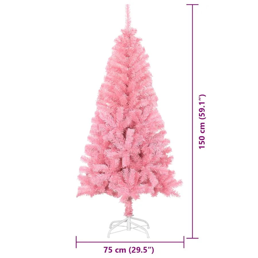 Sapin de Noël avec 150 LED avec support Rose 150 cm PVC - 15