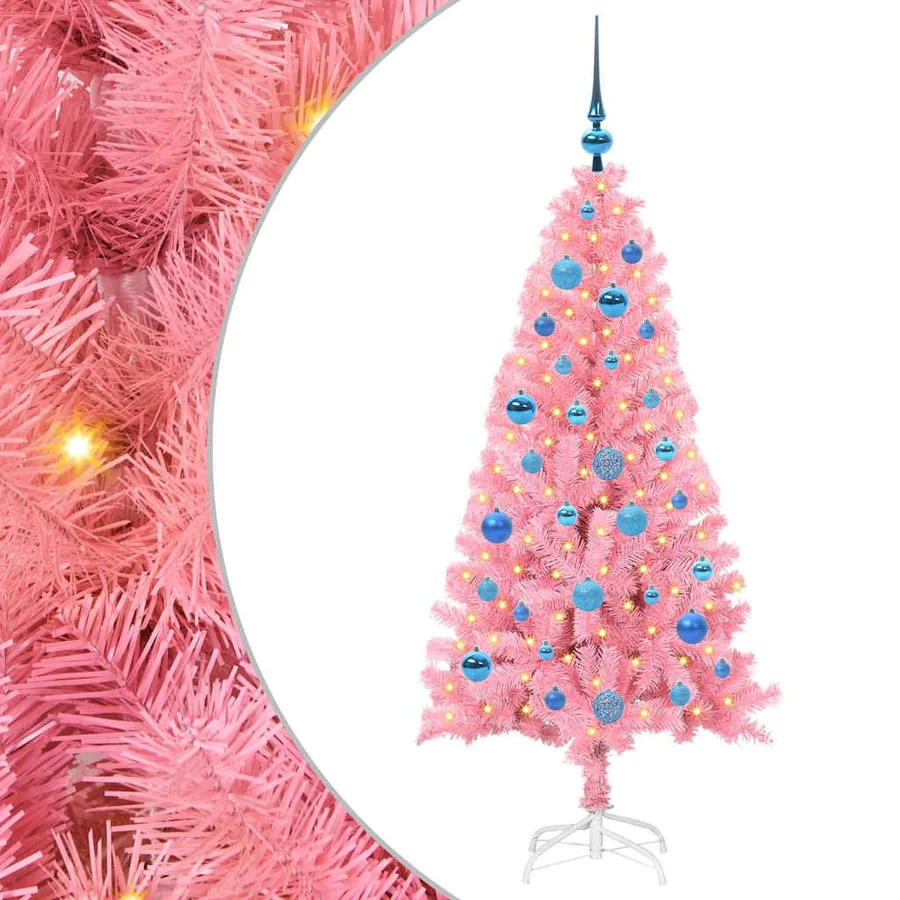 Sapin de Noël avec 150 LED avec support Rose 150 cm PVC - 2