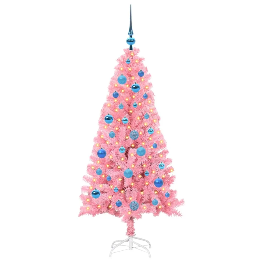 Sapin de Noël avec 150 LED avec support Rose 150 cm PVC - 3