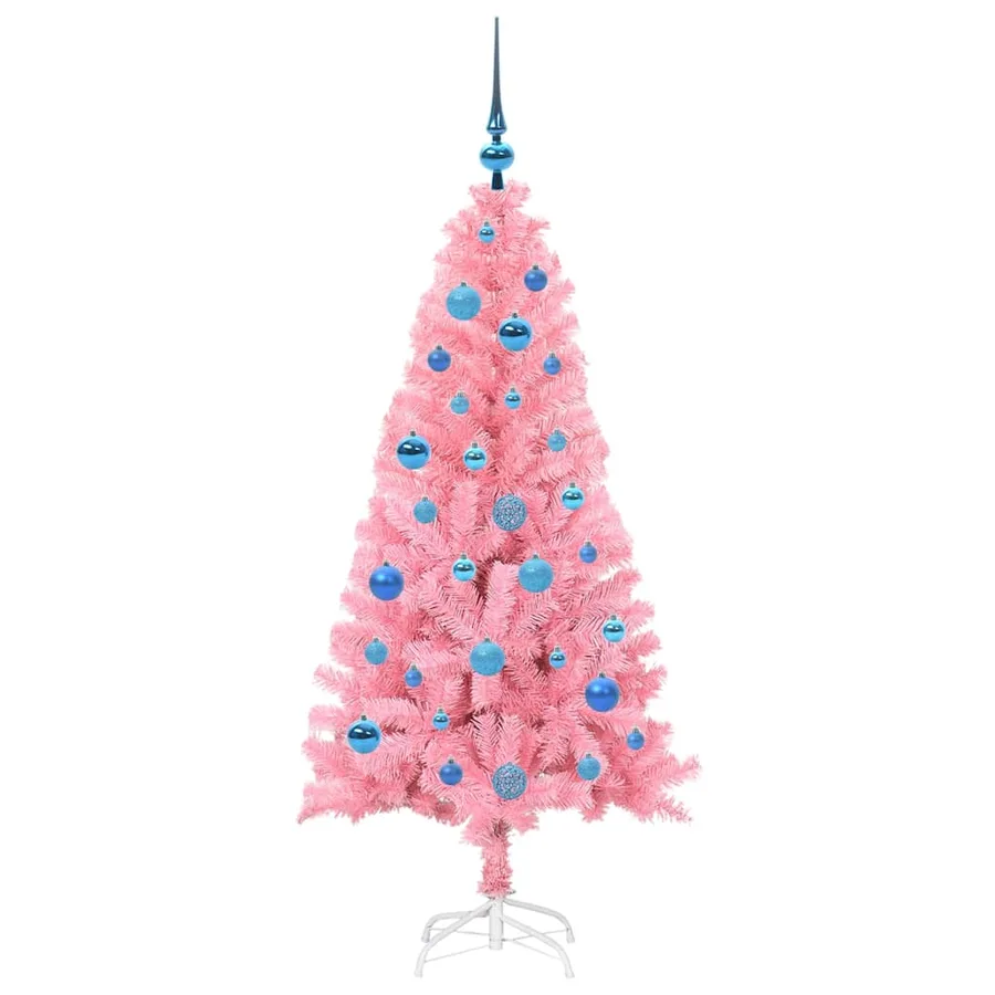 Sapin de Noël avec 150 LED avec support Rose 150 cm PVC - 4