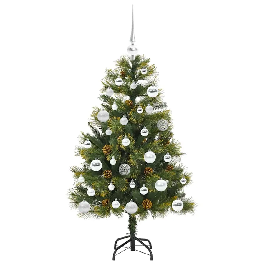 Sapin de Noël artificiel avec branches pliables et cônes 120 cm - 4