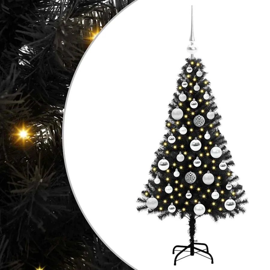 Sapin de Noël avec 150 LED avec support Noir 120 cm PVC - 2