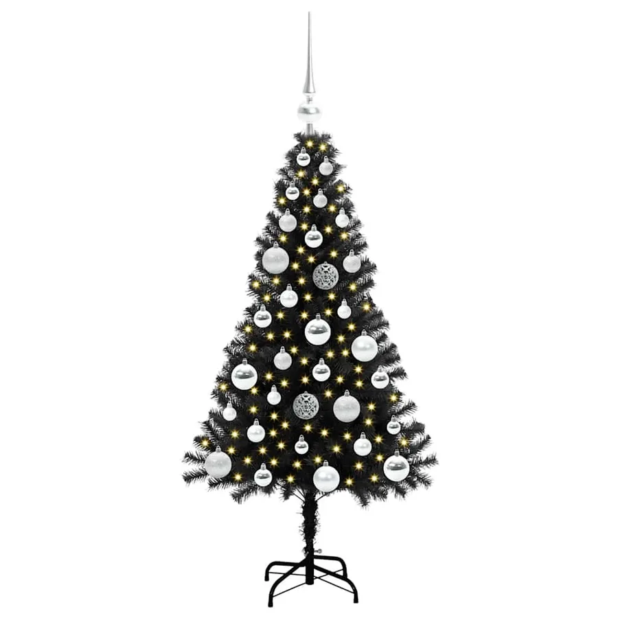 Sapin de Noël avec 150 LED avec support Noir 120 cm PVC - 3
