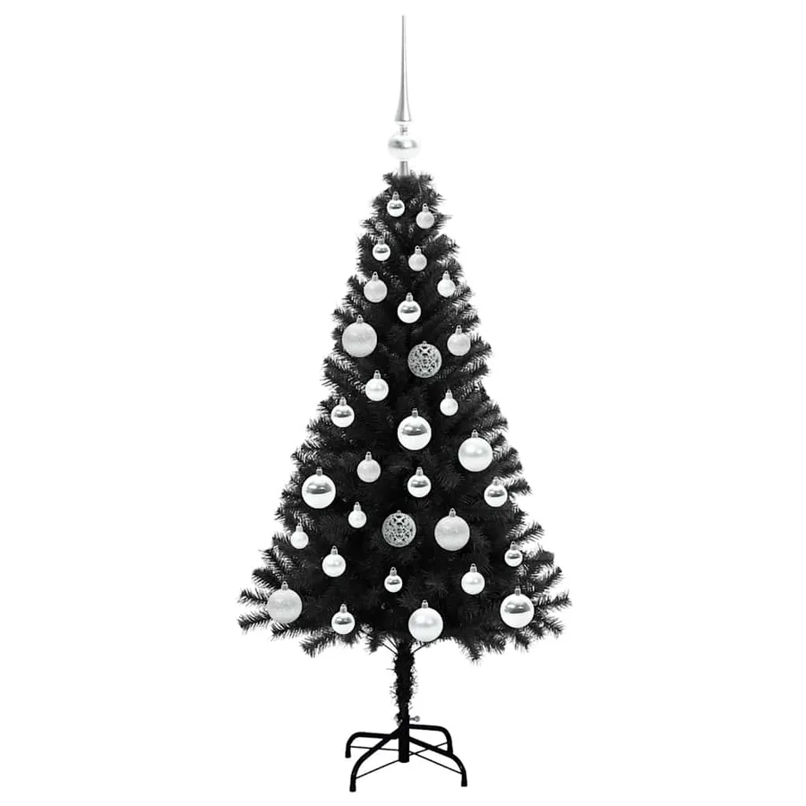 Sapin de Noël avec 150 LED avec support Noir 120 cm PVC - 4