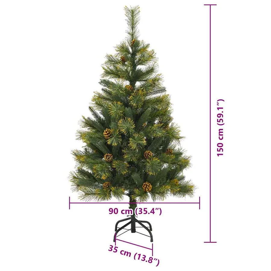 Sapin de Noël artificiel avec branches pliables et cônes 150 cm - 17