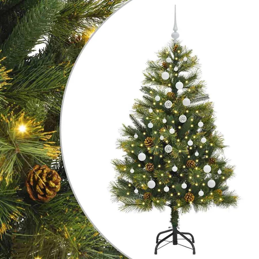 Sapin de Noël artificiel avec branches pliables et cônes 150 cm - 2