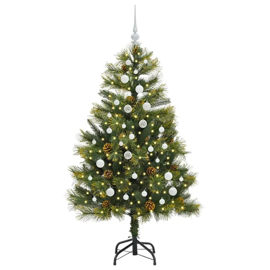 Sapin de Noël artificiel avec branches pliables et cônes 150 cm - 3