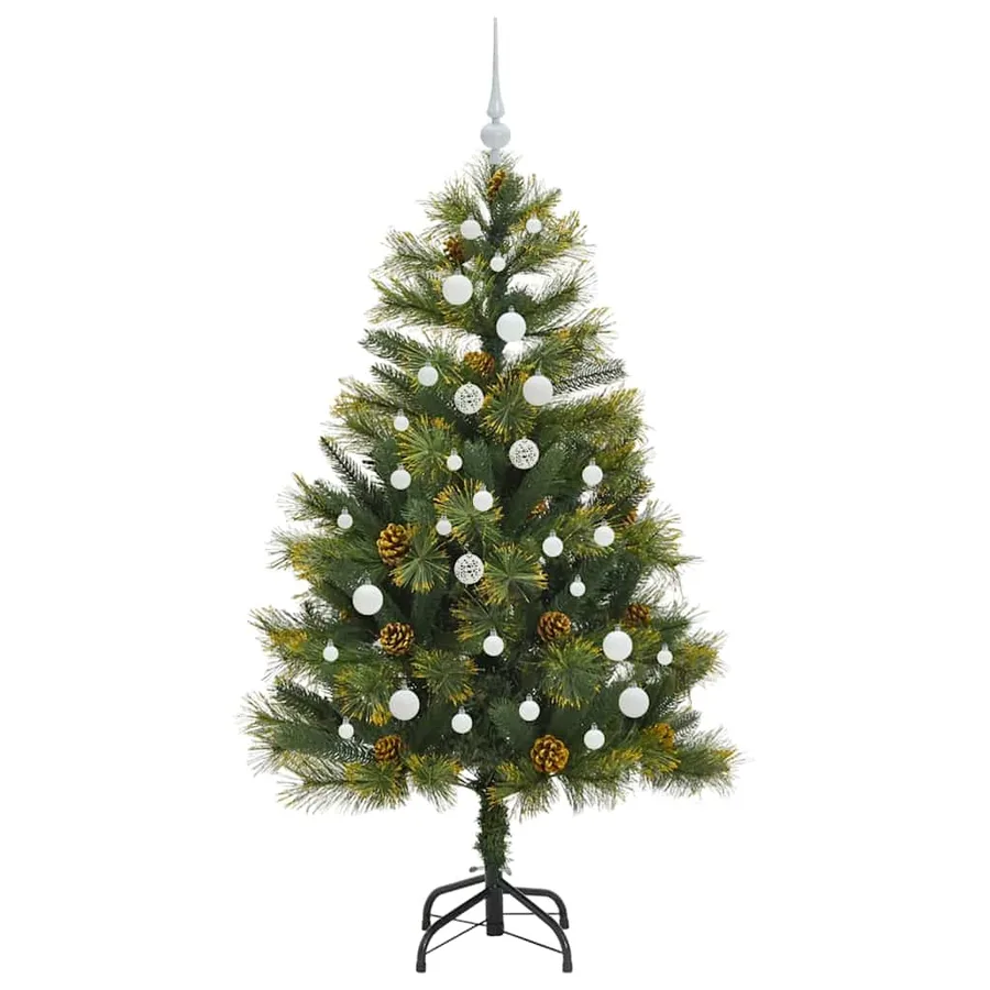 Sapin de Noël artificiel avec branches pliables et cônes 150 cm - 4