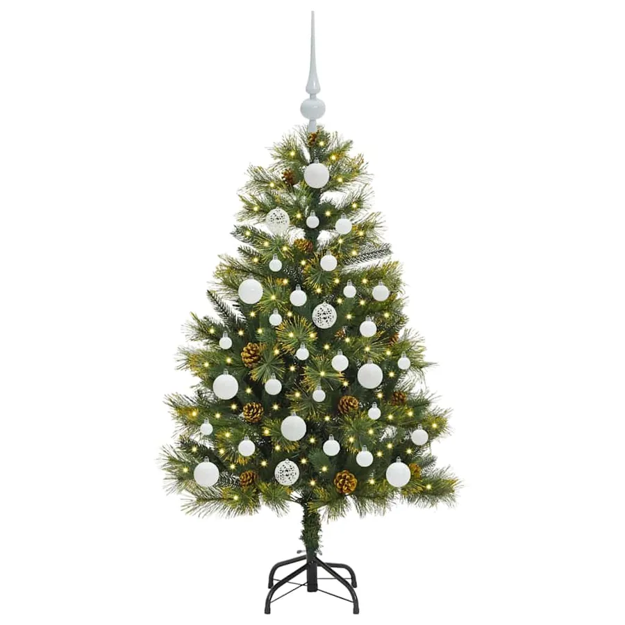 Sapin de Noël artificiel avec branches pliables et cônes 120 cm - 3