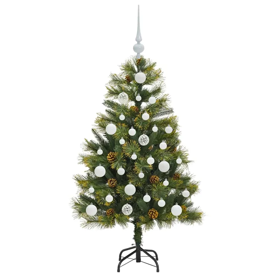 Sapin de Noël artificiel avec branches pliables et cônes 120 cm - 4