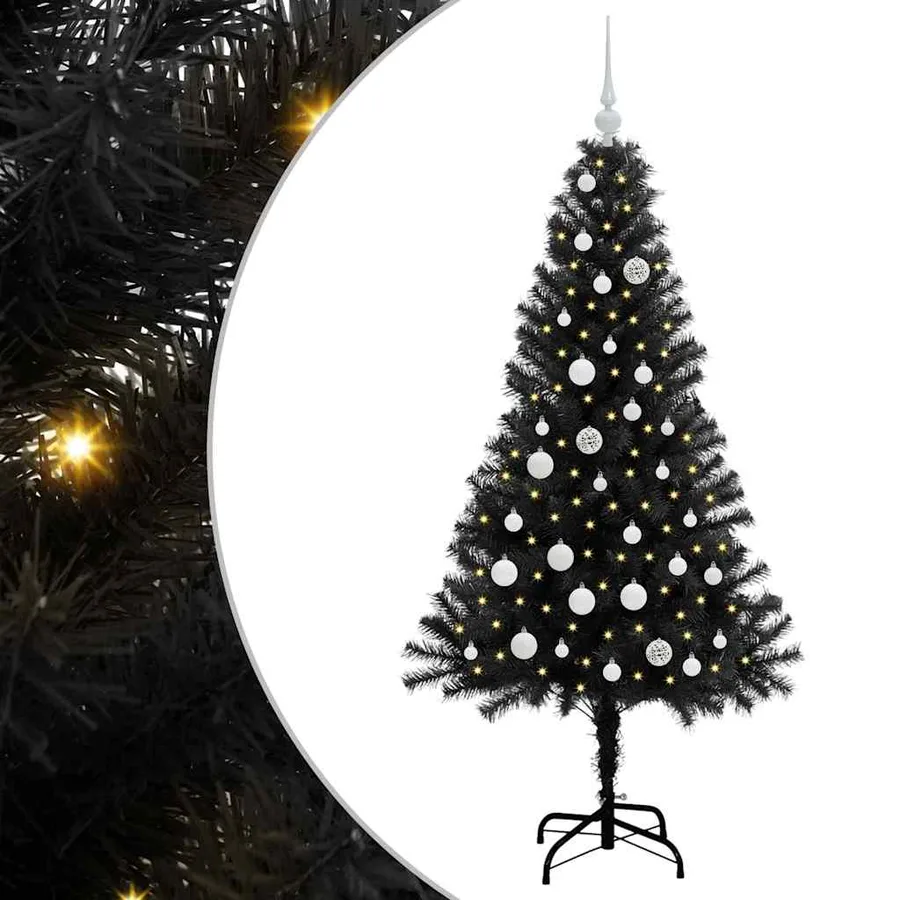 Sapin de Noël avec 150 LED avec support Noir 150 cm PVC - 2