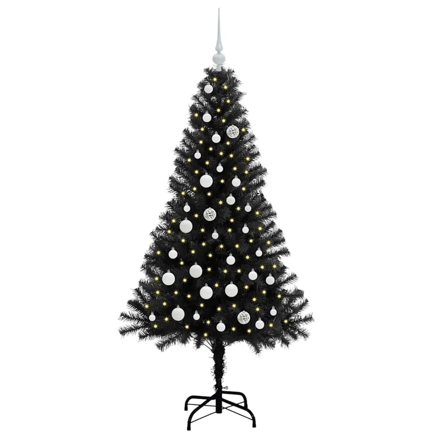 Sapin de Noël avec 150 LED avec support Noir 150 cm PVC - 3