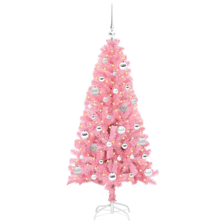 Sapin de Noël avec 150 LED avec support Rose 150 cm PVC - 3