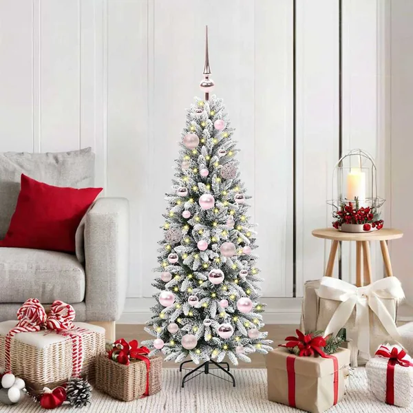Sapin de Noël artificiel avec 150 LED avec support Blanc 120 cm