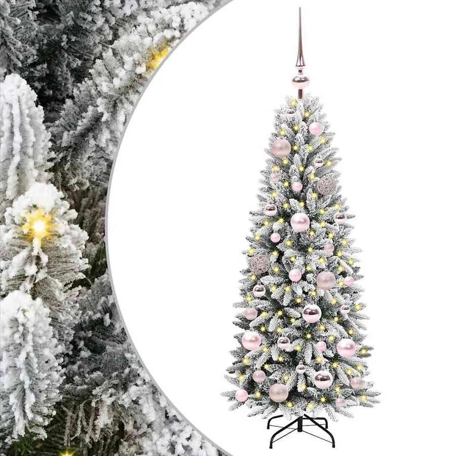 Sapin de Noël artificiel avec 150 LED avec support Blanc 120 cm - 2