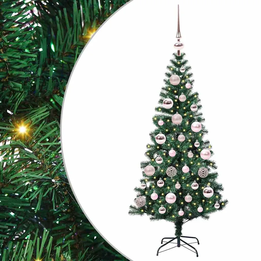 Sapin de Noël artificiel pré-éclairé Vert 120 cm PVC et métal - 2