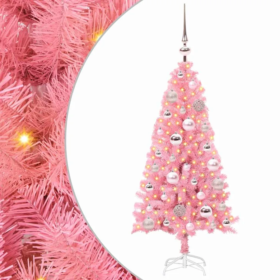 Sapin de Noël avec 150 LED avec support Rose 120 cm PVC - 2