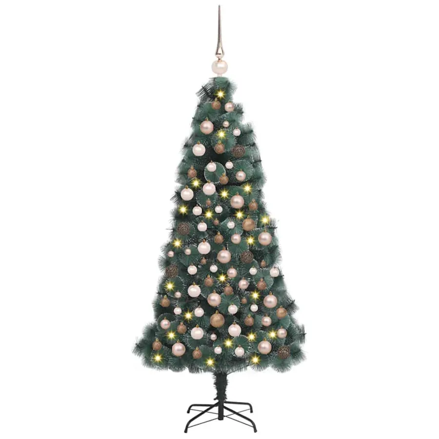 Sapin de Noël artificiel pré-éclairé avec set de boules 120 cm - 3
