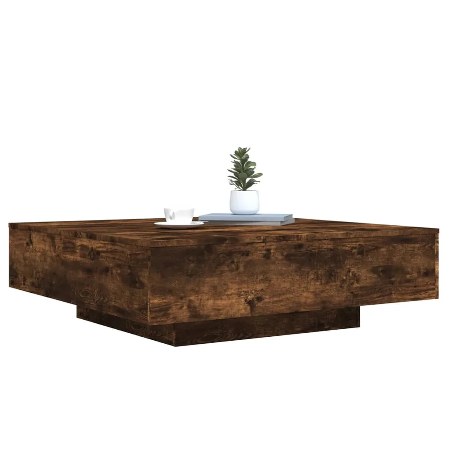 Table basse chêne fumé 100x100x31 cm bois d'ingénierie - 4