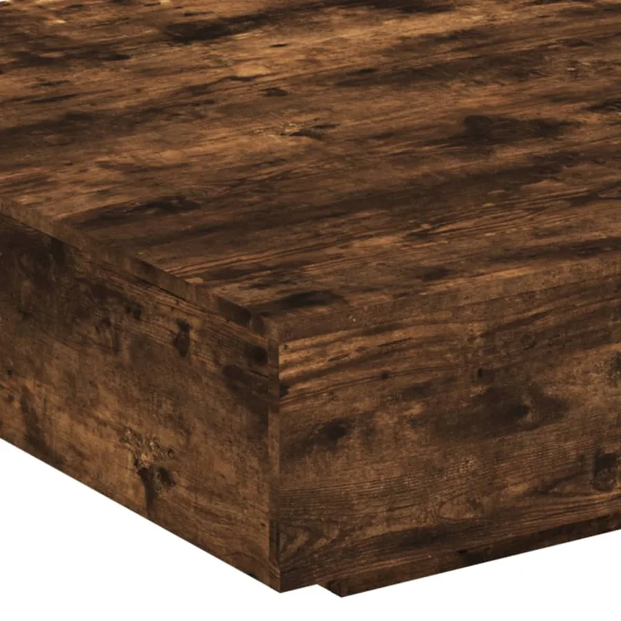 Table basse chêne fumé 100x100x31 cm bois d'ingénierie - 8