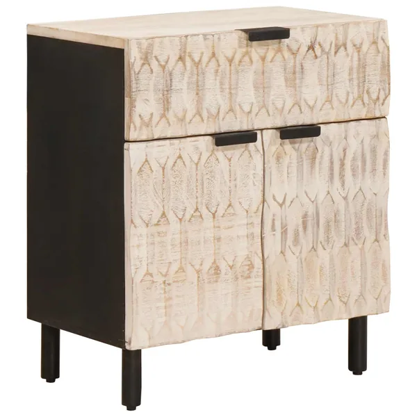 Cabinet de chevet Blanc 50 x 33 x 60 cm Bois de mangue massif