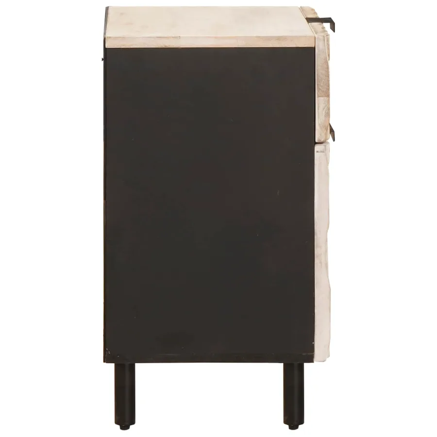 Cabinet de chevet Blanc 50 x 33 x 60 cm Bois de mangue massif - 4