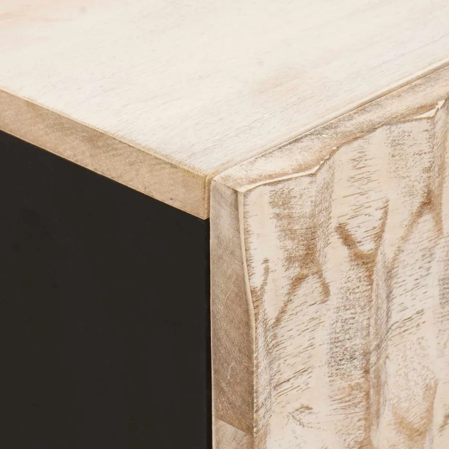 Cabinet de chevet Blanc 50 x 33 x 60 cm Bois de mangue massif - 6