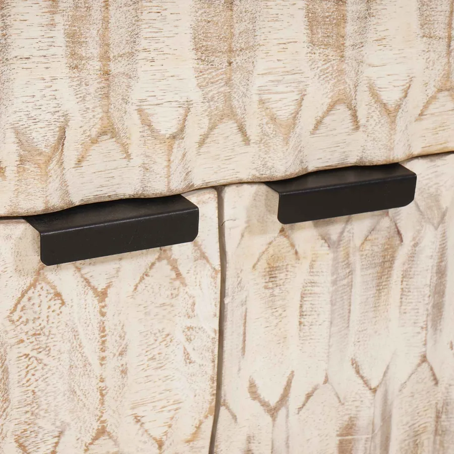 Cabinet de chevet Blanc 50 x 33 x 60 cm Bois de mangue massif - 7
