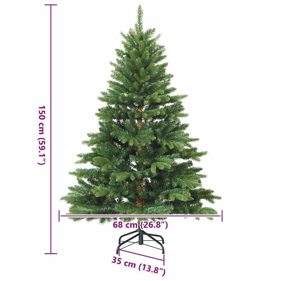Sapin de Noël artificiel avec 150 LED Vert 150 cm PE et PVC - 19