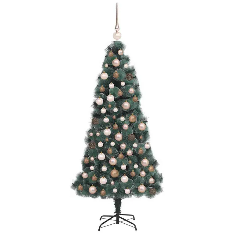 Arbre de Noël artificiel pré-éclairé avec ensemble de boules - 5