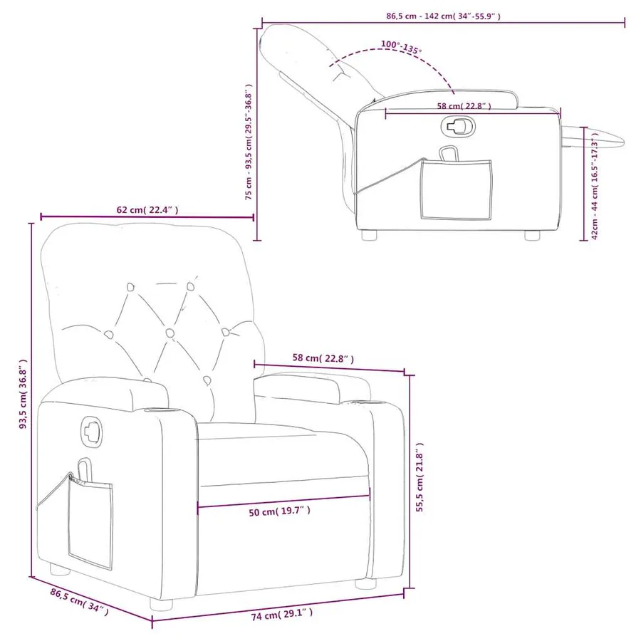 Fauteuil de massage inclinable Vert foncé Tissu - 13