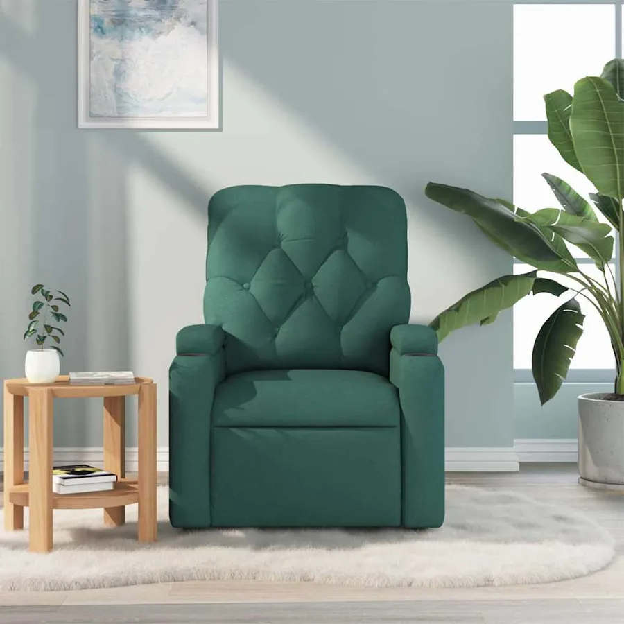 Fauteuil de massage inclinable Vert foncé Tissu - 3