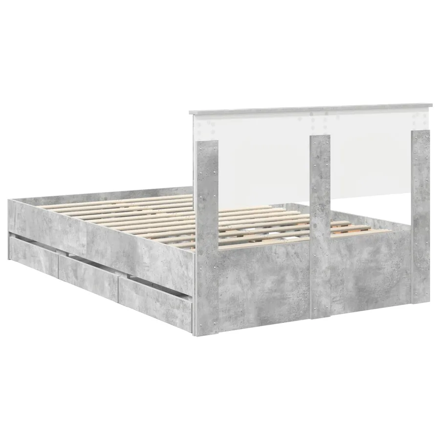 Cadre de lit Gris béton 120 x 190 cm Bois Ingénierie - 10