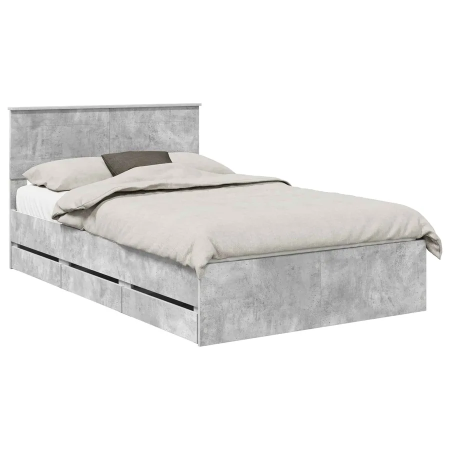 Cadre de lit Gris béton 120 x 190 cm Bois Ingénierie - 2