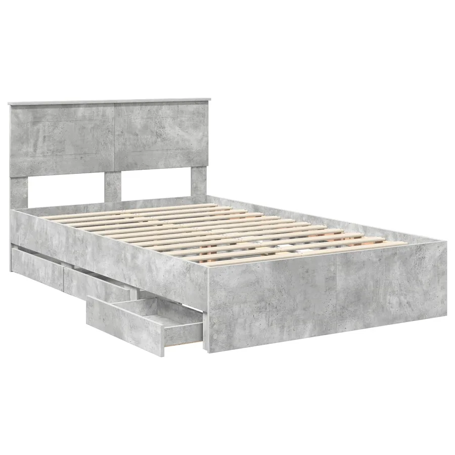 Cadre de lit Gris béton 120 x 190 cm Bois Ingénierie - 5