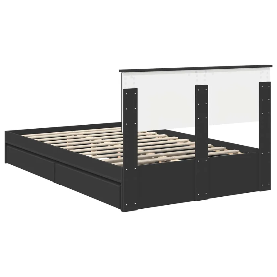 Lit de Rangement Noir 120 x 190 cm Bois d'ingénierie - 10